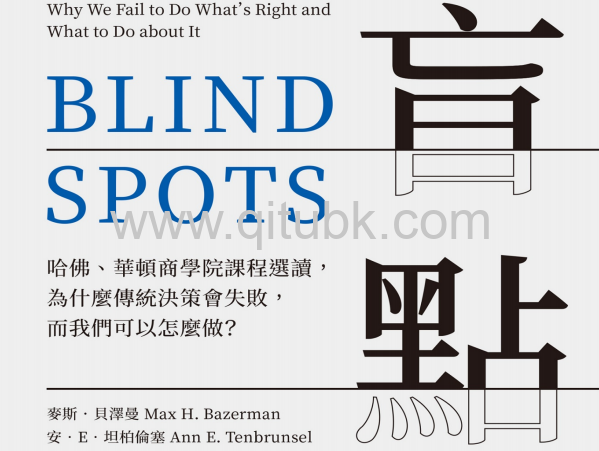盲點.pdf電子書下載（麥斯．貝澤曼, 安．E．坦柏倫塞 著）: 哈佛、華頓商學院課程選讀，為什麼傳統決策會失敗，而我們可以怎麼做？